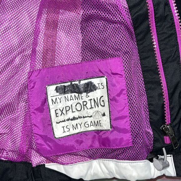 Girls Hooded Black/White North Face Hyvent rain waterproof Parka coat jacket M - Picture 8 of 9